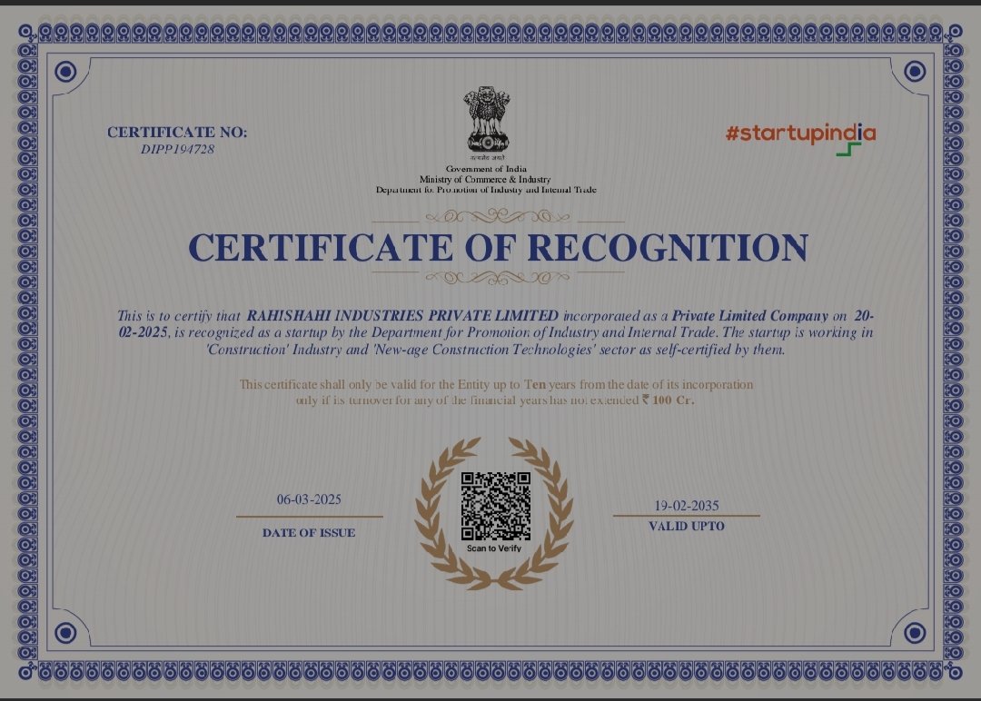 Startup India certificate of recognition